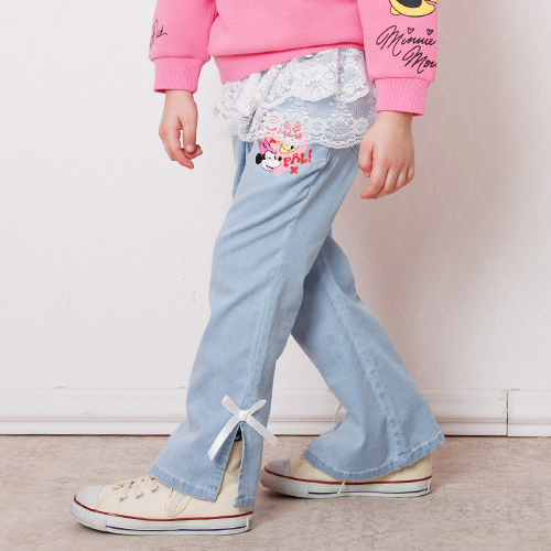 ディズニーレース付フレアデニムロングパンツ