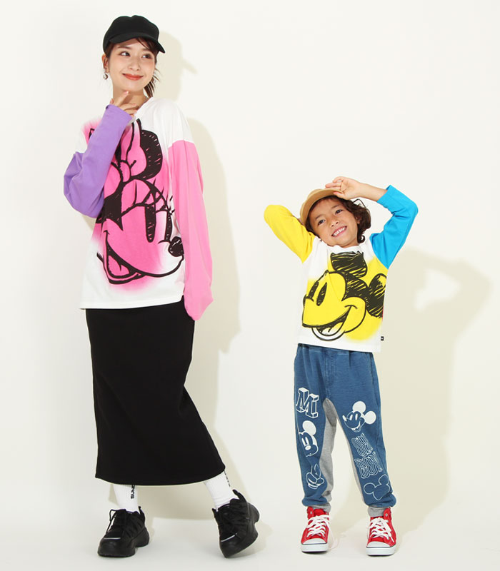 ディズニー こども服　親子コーデ　ロンT