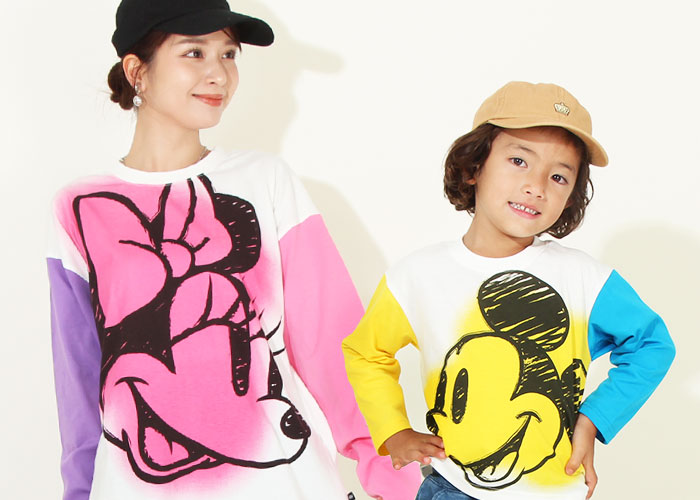 ディズニー こども服　親子コーデ　ロンT