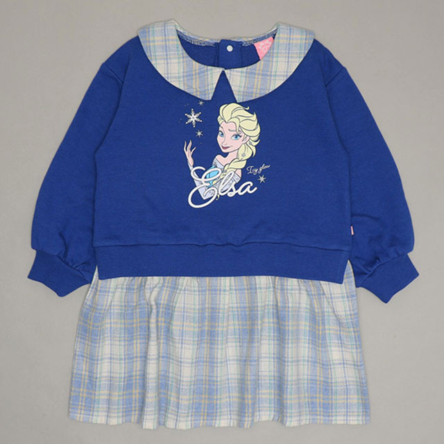 Disney プリンセス　チェック柄ドッキングワンピース