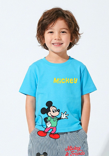 ディズニー 手描き風ロゴキャラクターワッペンTシャツ